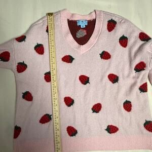 Pink strawberry sweater with red